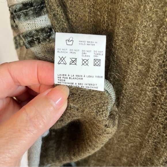 CATIVA Womens Multi-Pattern Pullover Sweater Olive Green Wool Blend XL Artsy - Picture 10 of 10